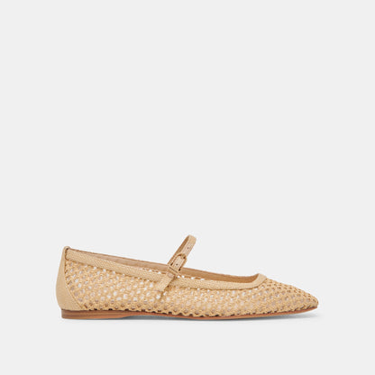 REYES WIDE BALLET FLATS LT NATURAL WOVEN RAFFIA | Dolce Vita
