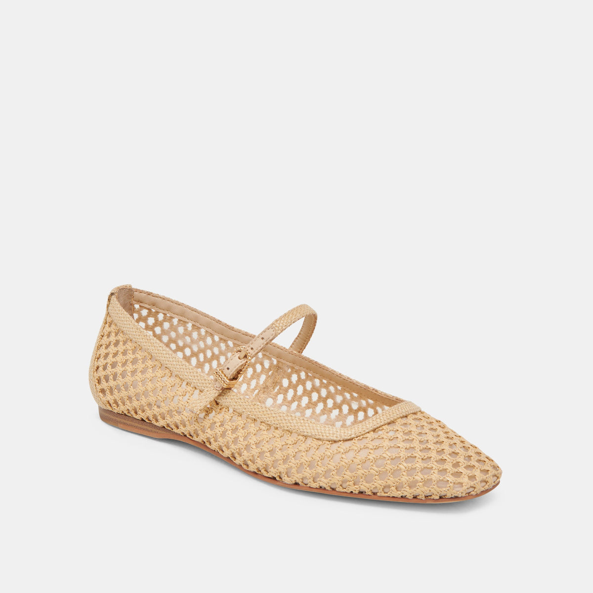 REYES WIDE BALLET FLATS LT NATURAL WOVEN RAFFIA | Dolce Vita