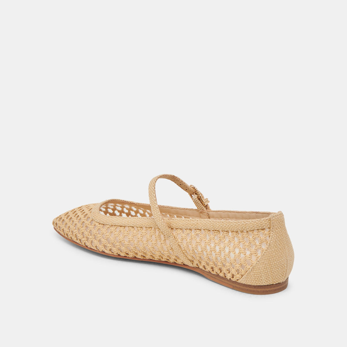 REYES WIDE BALLET FLATS LT NATURAL WOVEN RAFFIA | Dolce Vita
