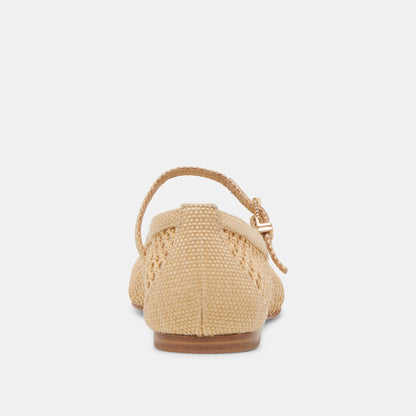 REYES WIDE BALLET FLATS LT NATURAL WOVEN RAFFIA | Dolce Vita