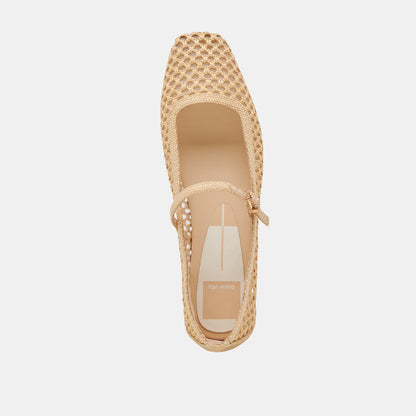 REYES WIDE BALLET FLATS LT NATURAL WOVEN RAFFIA | Dolce Vita