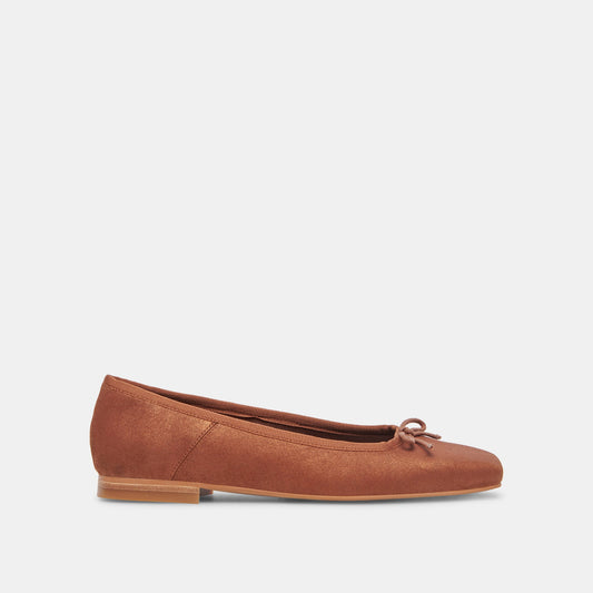 Anisa Wide Ballet Flats Copper Metallic Suede | Dolce Vita