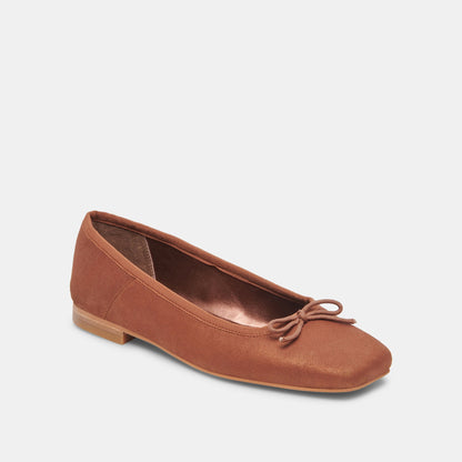 Anisa Wide Ballet Flats Copper Metallic Suede | Dolce Vita