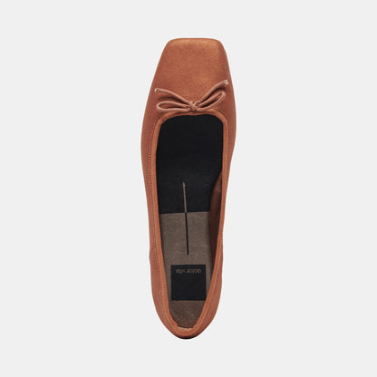 Anisa Wide Ballet Flats Copper Metallic Suede | Dolce Vita