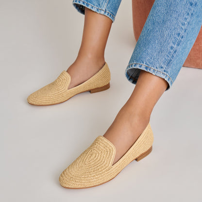 Baylen Natural Woven Raffia Flats | Dolce Vita