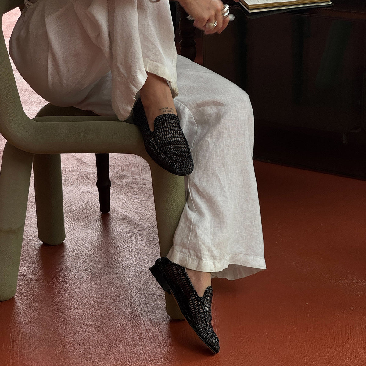 Armond Black Woven Leather Flats | Dolce Vita