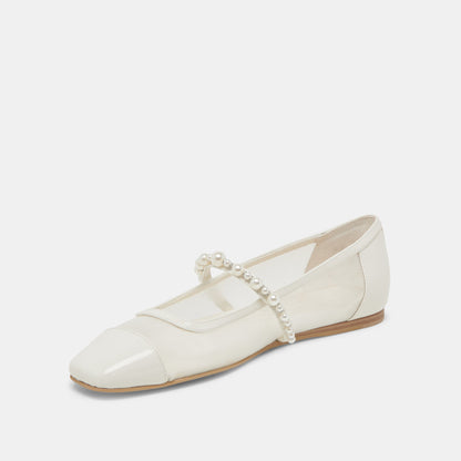 ROLLIN PEARL BALLET FLATS WHITE MESH | Dolce Vita