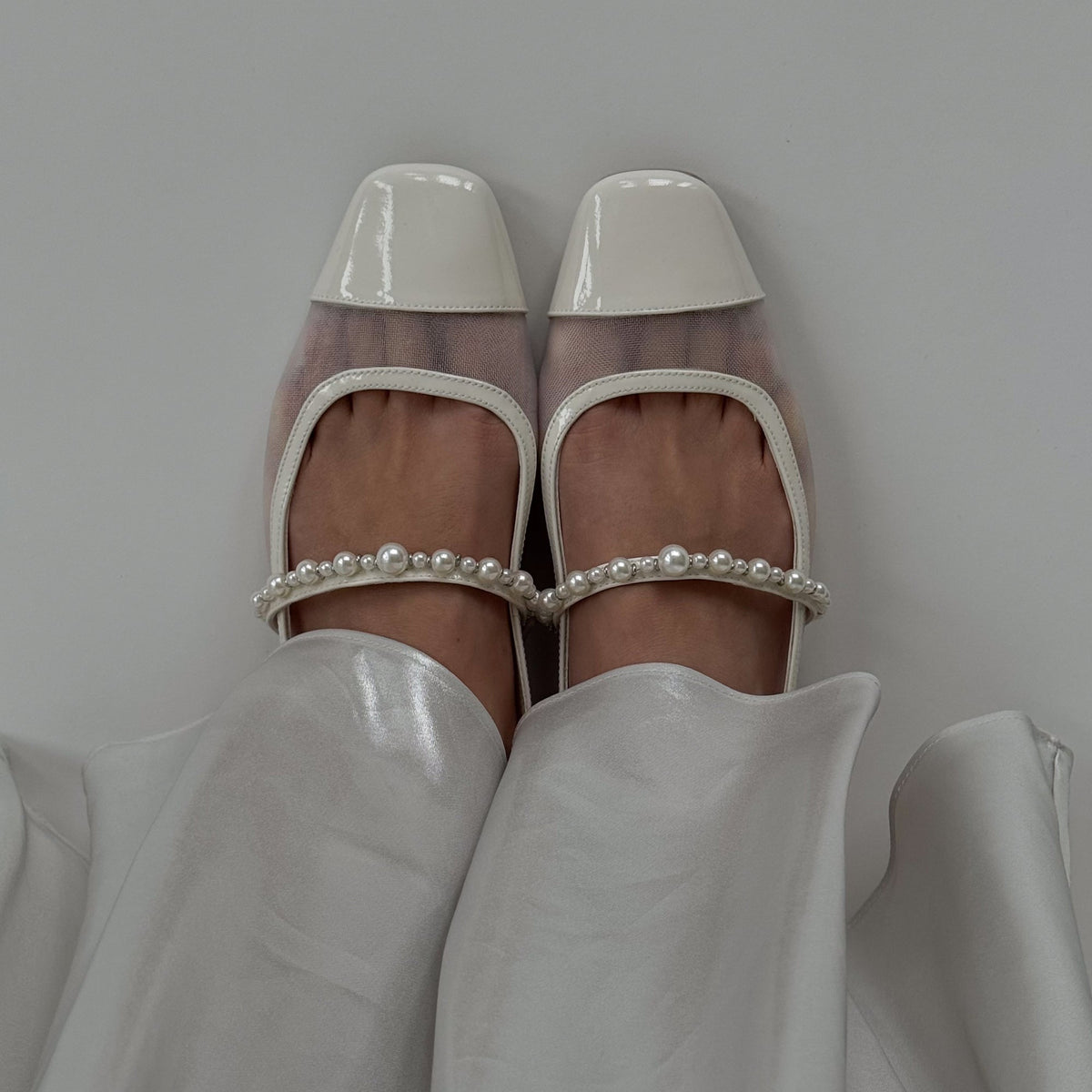 ROLLIN PEARL BALLET FLATS WHITE MESH | Dolce Vita