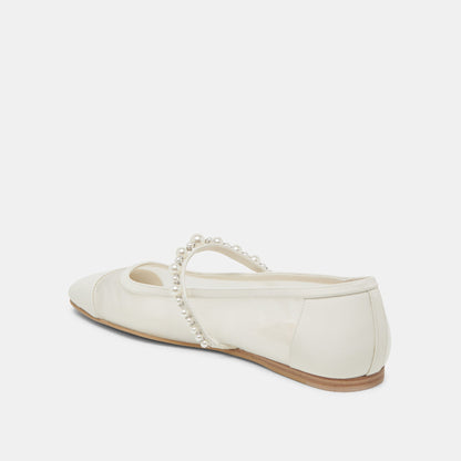 ROLLIN PEARL BALLET FLATS WHITE MESH | Dolce Vita