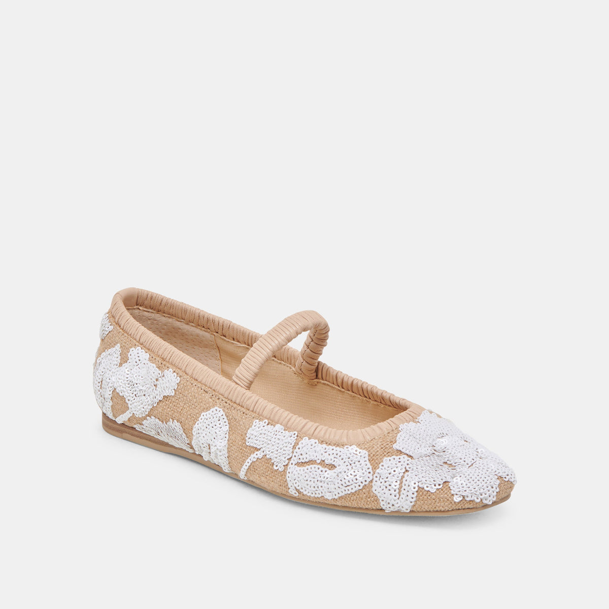 RHODIE BALLET FLATS NATURAL MULTI FLORAL SEQUIN | Dolce Vita