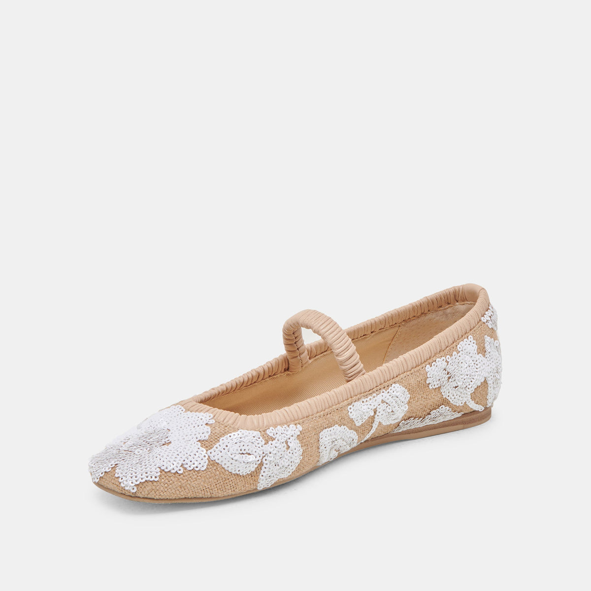 RHODIE BALLET FLATS NATURAL MULTI FLORAL SEQUIN | Dolce Vita