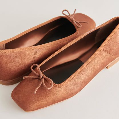 ANISA Ballet Flats Copper Metallic Suede | Dolce Vita