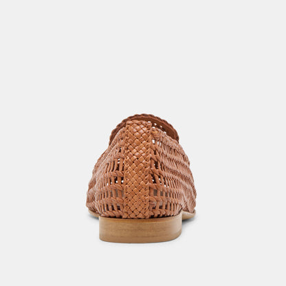 Armond Cognac Woven Leather Flats | Dolce Vita