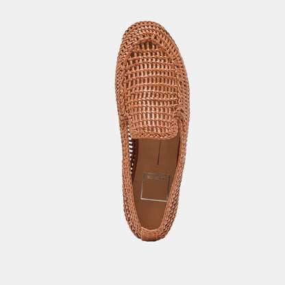 Armond Cognac Woven Leather Flats | Dolce Vita