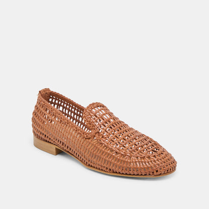 Armond Cognac Woven Leather Flats | Dolce Vita