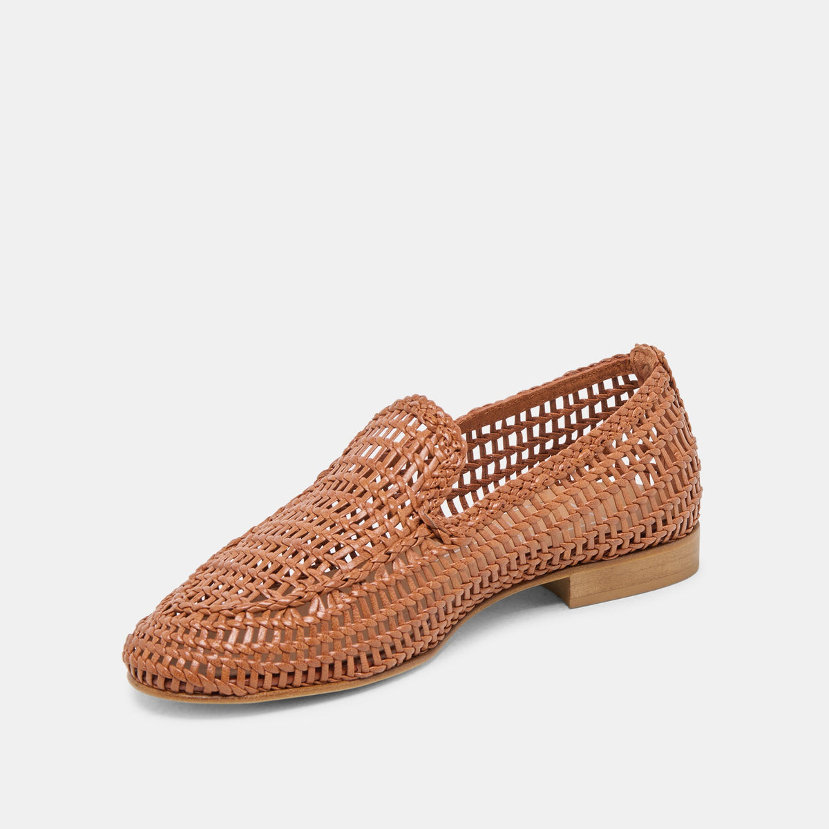 Armond Cognac Woven Leather Flats | Dolce Vita