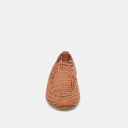 Armond Cognac Woven Leather Flats | Dolce Vita