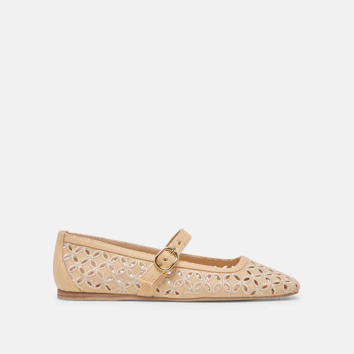 RODNI EYELET PERF BALLET FLATS LT NATURAL WOVEN RAFFIA | Dolce Vita