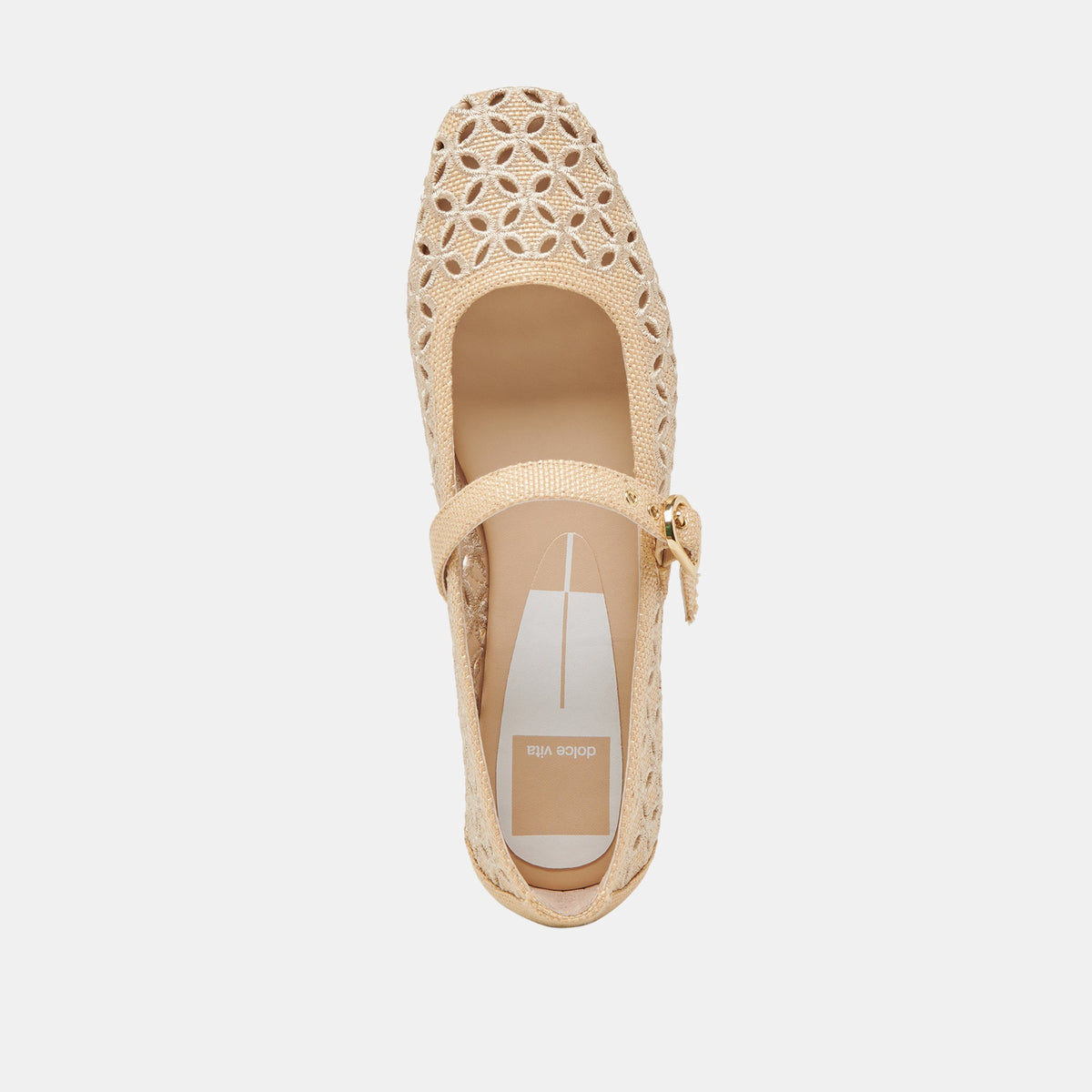 RODNI EYELET PERF BALLET FLATS LT NATURAL WOVEN RAFFIA | Dolce Vita