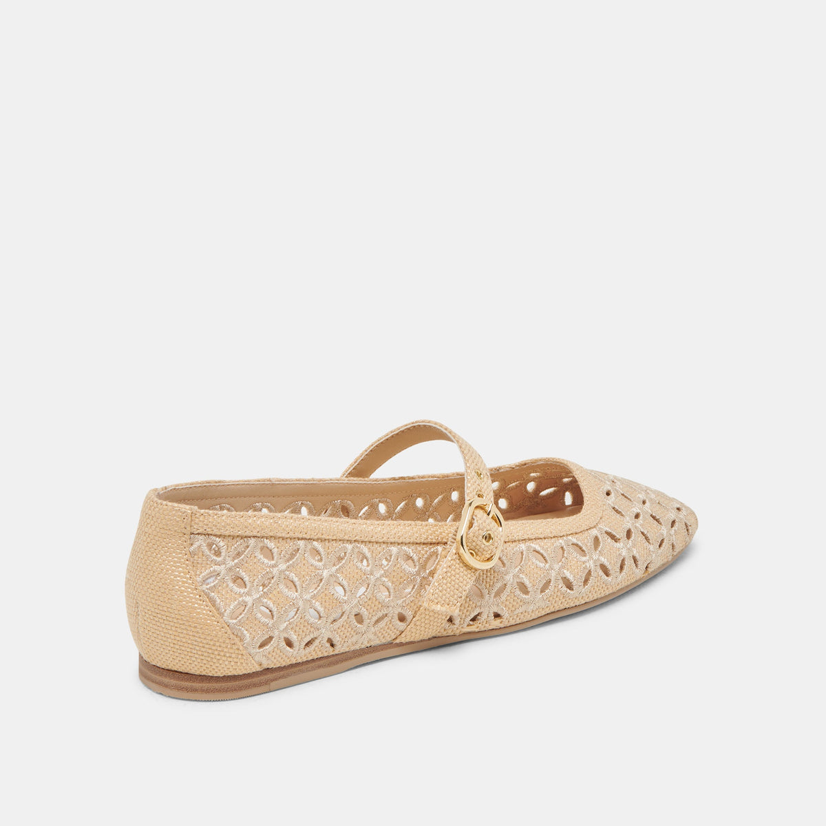 RODNI EYELET PERF BALLET FLATS LT NATURAL WOVEN RAFFIA | Dolce Vita