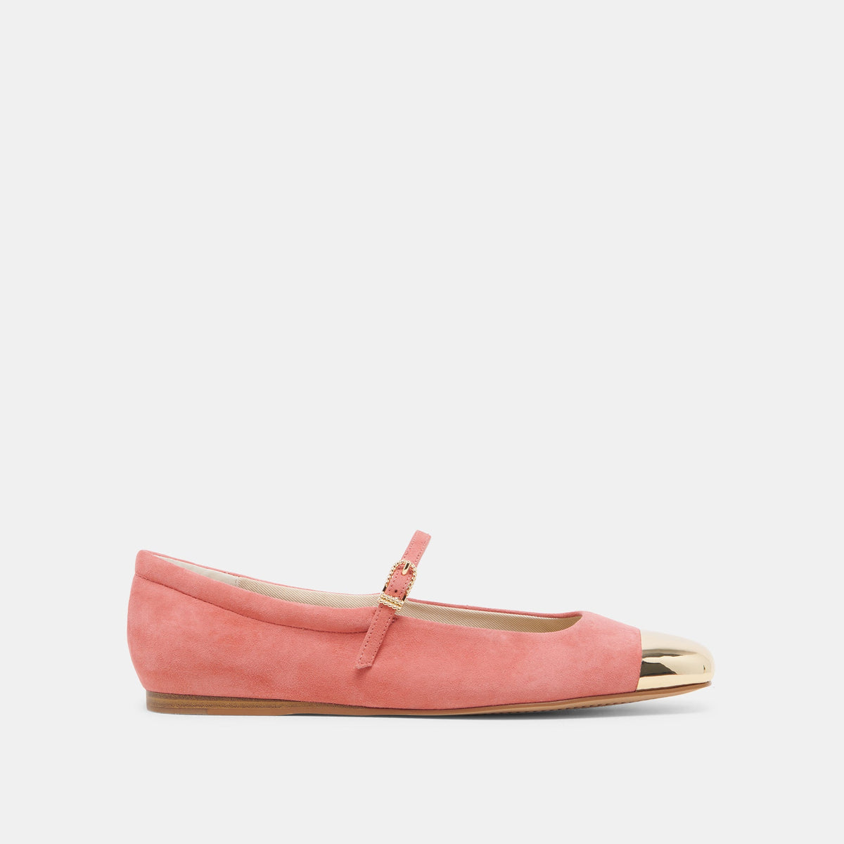 REYES TOE CAP BALLET FLATS CORAL SUEDE | Dolce Vita