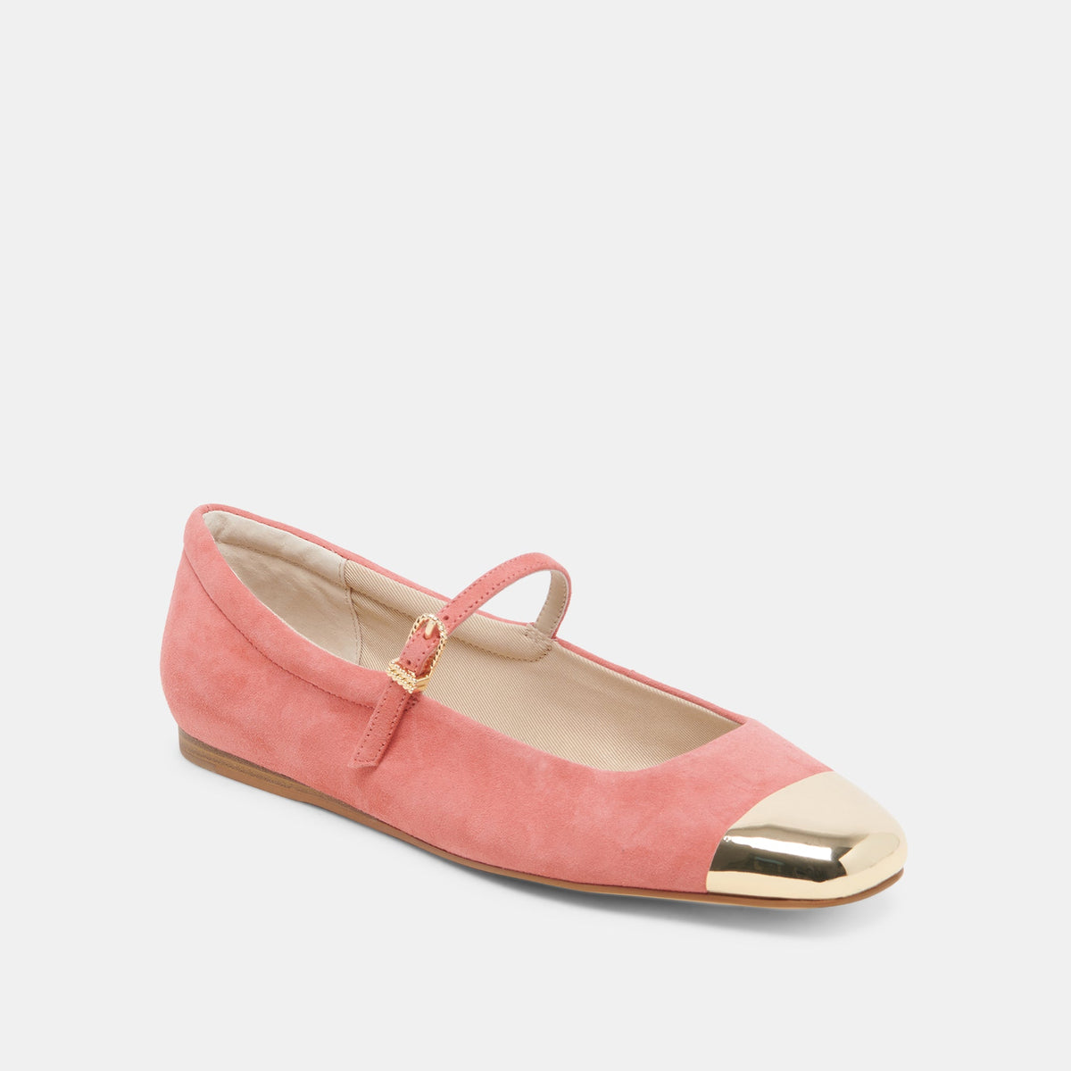 REYES TOE CAP BALLET FLATS CORAL SUEDE | Dolce Vita