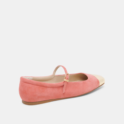 REYES TOE CAP BALLET FLATS CORAL SUEDE | Dolce Vita