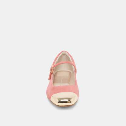 REYES TOE CAP BALLET FLATS CORAL SUEDE | Dolce Vita