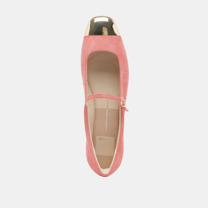 REYES TOE CAP BALLET FLATS CORAL SUEDE | Dolce Vita