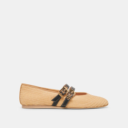 BAYLEE WIDE BALLET FLATS NATURAL RAFFIA | Dolce Vita