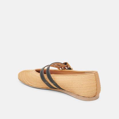 BAYLEE WIDE BALLET FLATS NATURAL RAFFIA | Dolce Vita