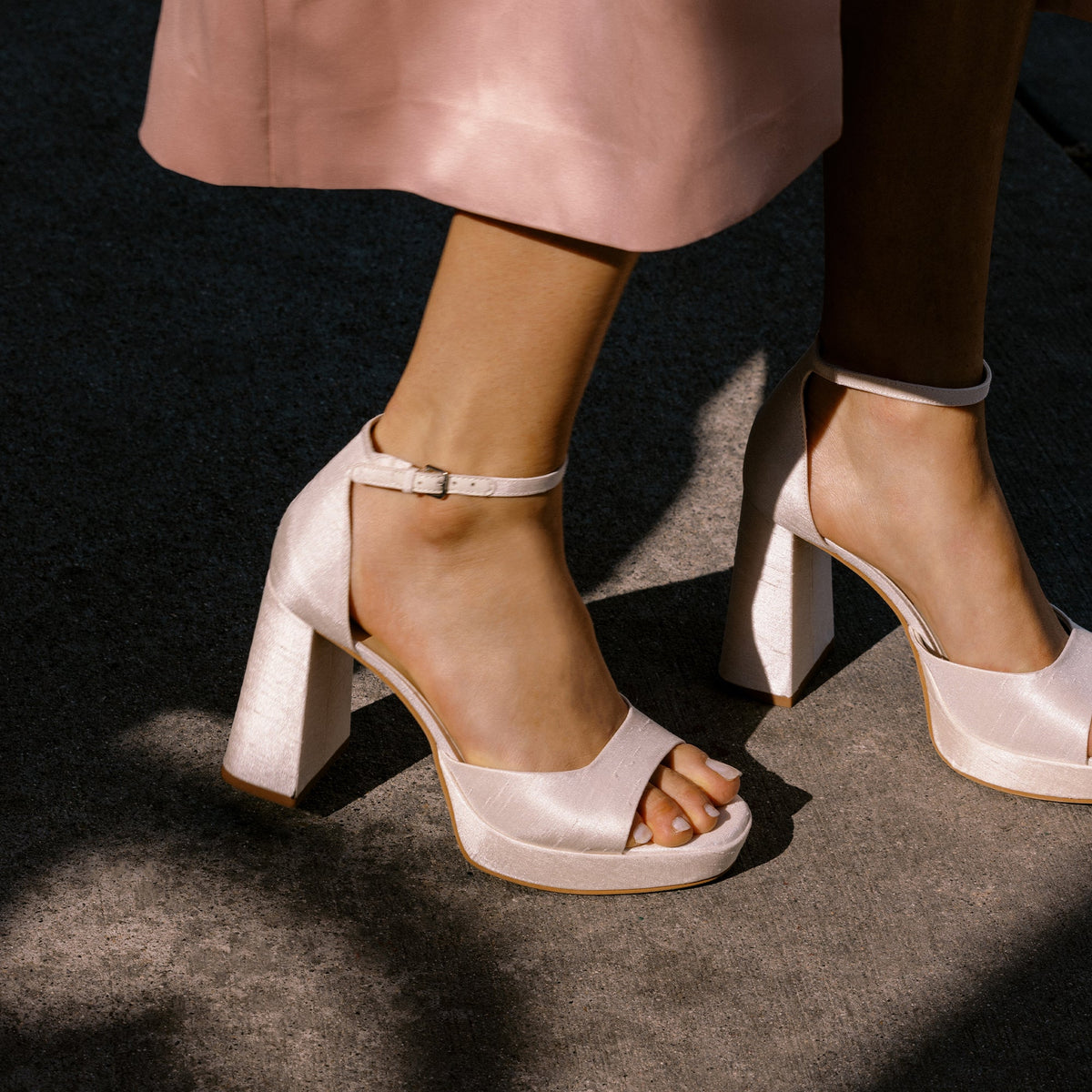 PANDRO HEELS WHITE SATIN | Dolce Vita