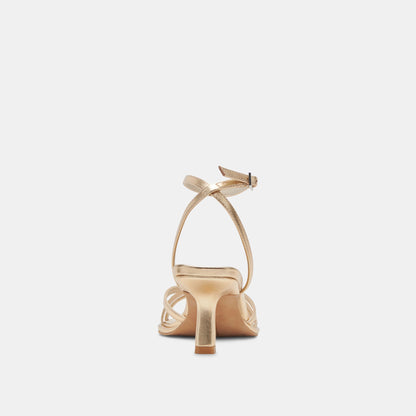 MANJI HEELS LIGHT GOLD METALLIC LEATHER | Dolce Vita