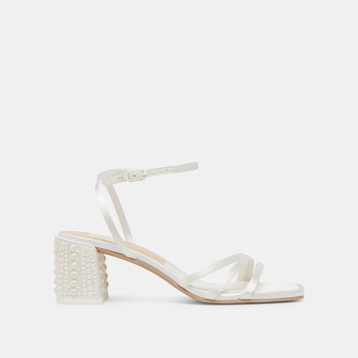 YSABEL PEARL HEELS TRUE WHITE SATIN | Dolce Vita