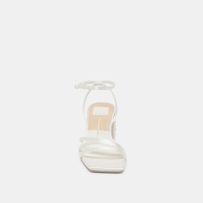 YSABEL PEARL HEELS TRUE WHITE SATIN | Dolce Vita