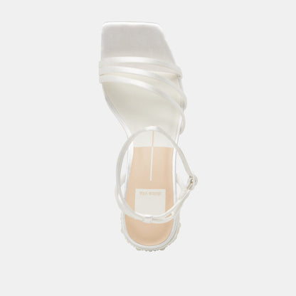 YSABEL PEARL HEELS TRUE WHITE SATIN | Dolce Vita