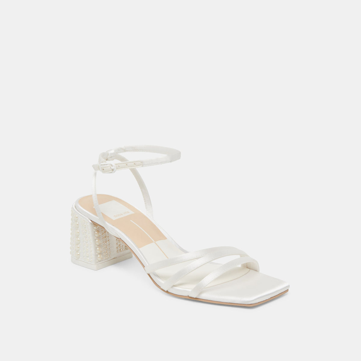 YSABEL PEARL HEELS TRUE WHITE SATIN | Dolce Vita