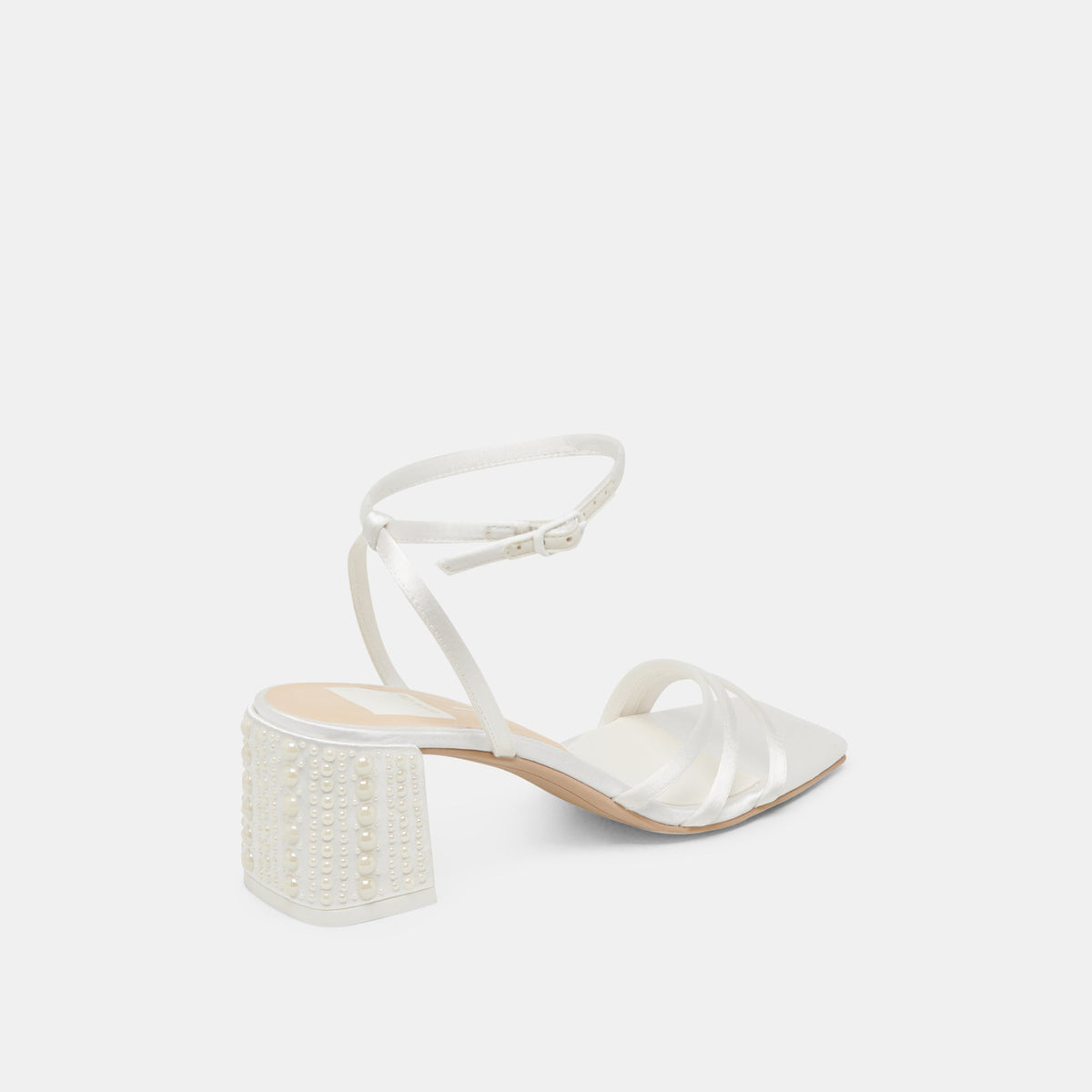 YSABEL PEARL HEELS TRUE WHITE SATIN | Dolce Vita