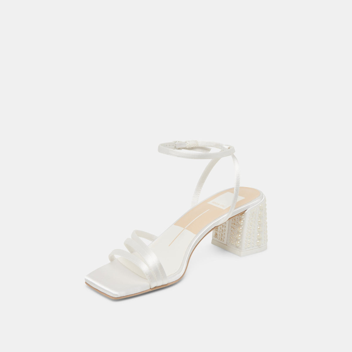 YSABEL PEARL HEELS TRUE WHITE SATIN | Dolce Vita