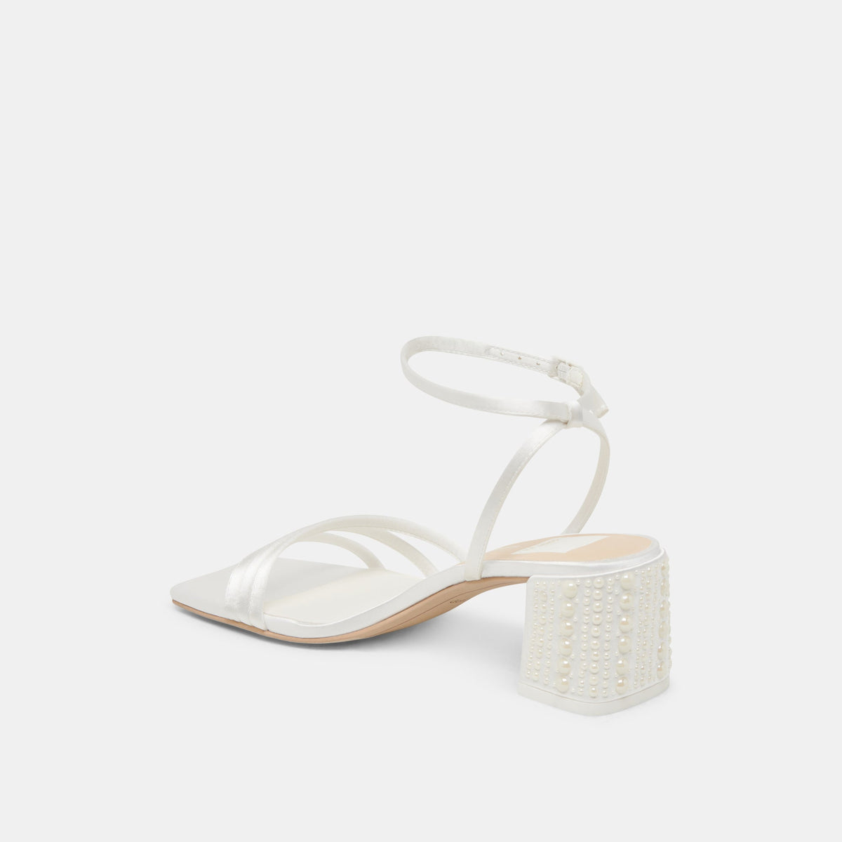 YSABEL PEARL HEELS TRUE WHITE SATIN | Dolce Vita
