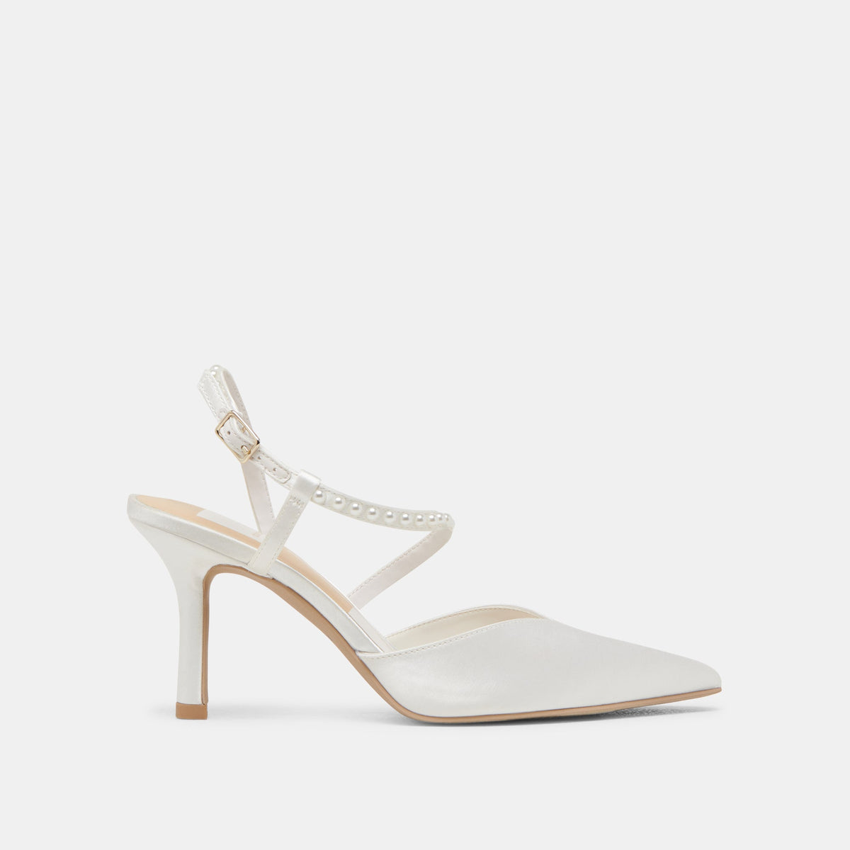 KAMRA PEARL HEELS TRUE WHITE SATIN | Dolce Vita