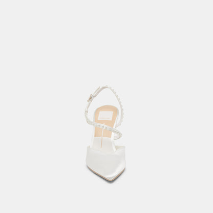 KAMRA PEARL HEELS TRUE WHITE SATIN | Dolce Vita