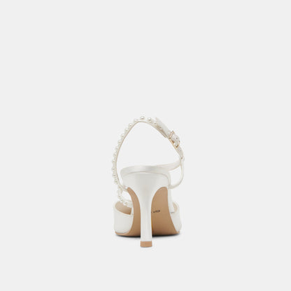 KAMRA PEARL HEELS TRUE WHITE SATIN | Dolce Vita