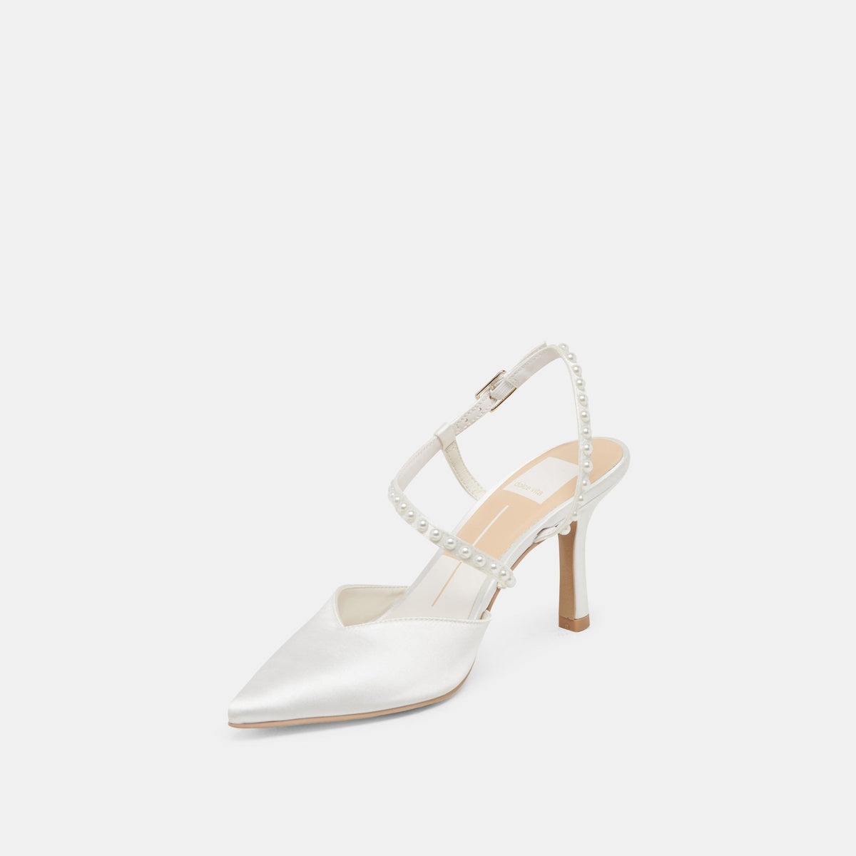 KAMRA PEARL HEELS TRUE WHITE SATIN | Dolce Vita