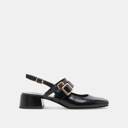 PATZY HEELS MIDNIGHT CRINKLE PATENT LEATHER | Dolce Vita