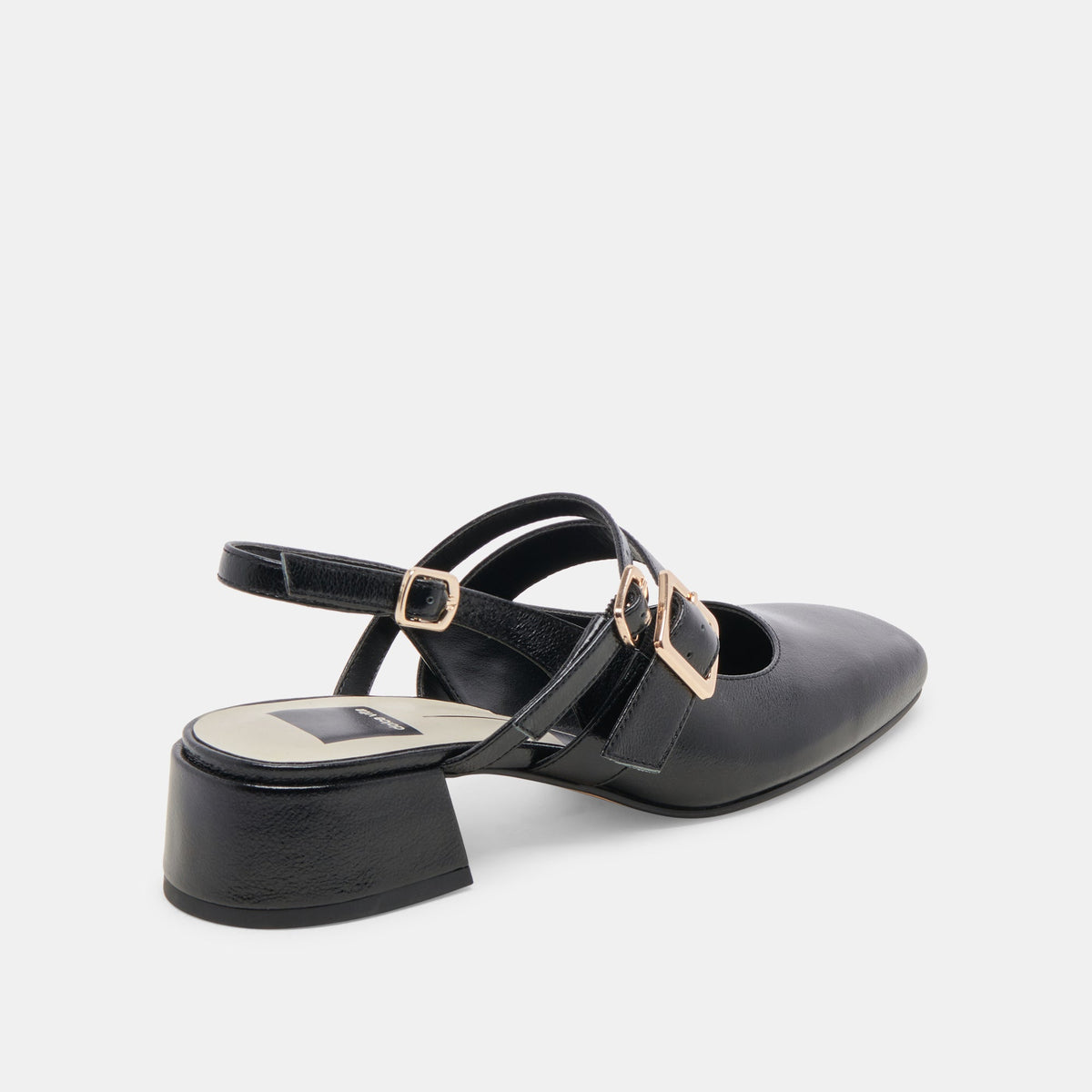 PATZY HEELS MIDNIGHT CRINKLE PATENT LEATHER | Dolce Vita