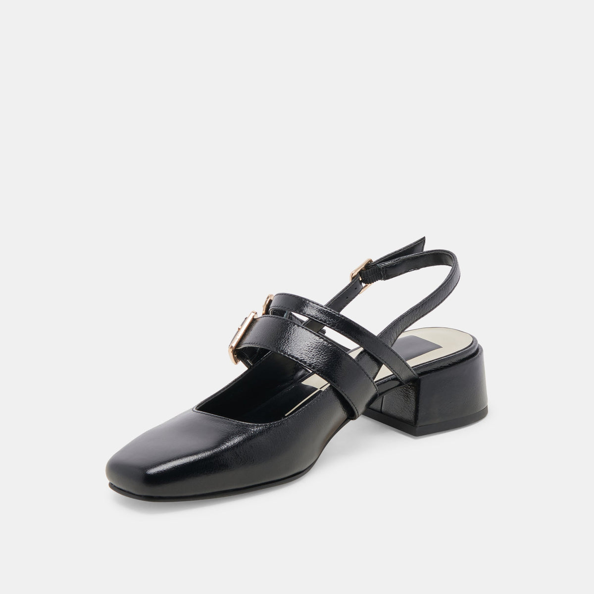 PATZY HEELS MIDNIGHT CRINKLE PATENT LEATHER | Dolce Vita