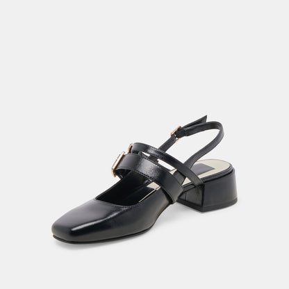 PATZY HEELS MIDNIGHT CRINKLE PATENT LEATHER | Dolce Vita