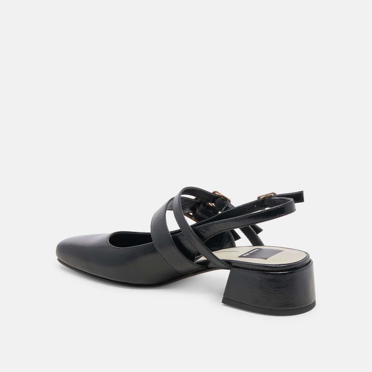 PATZY HEELS MIDNIGHT CRINKLE PATENT LEATHER | Dolce Vita