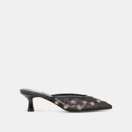 CLARA HEELS BLACK MESH | Dolce Vita